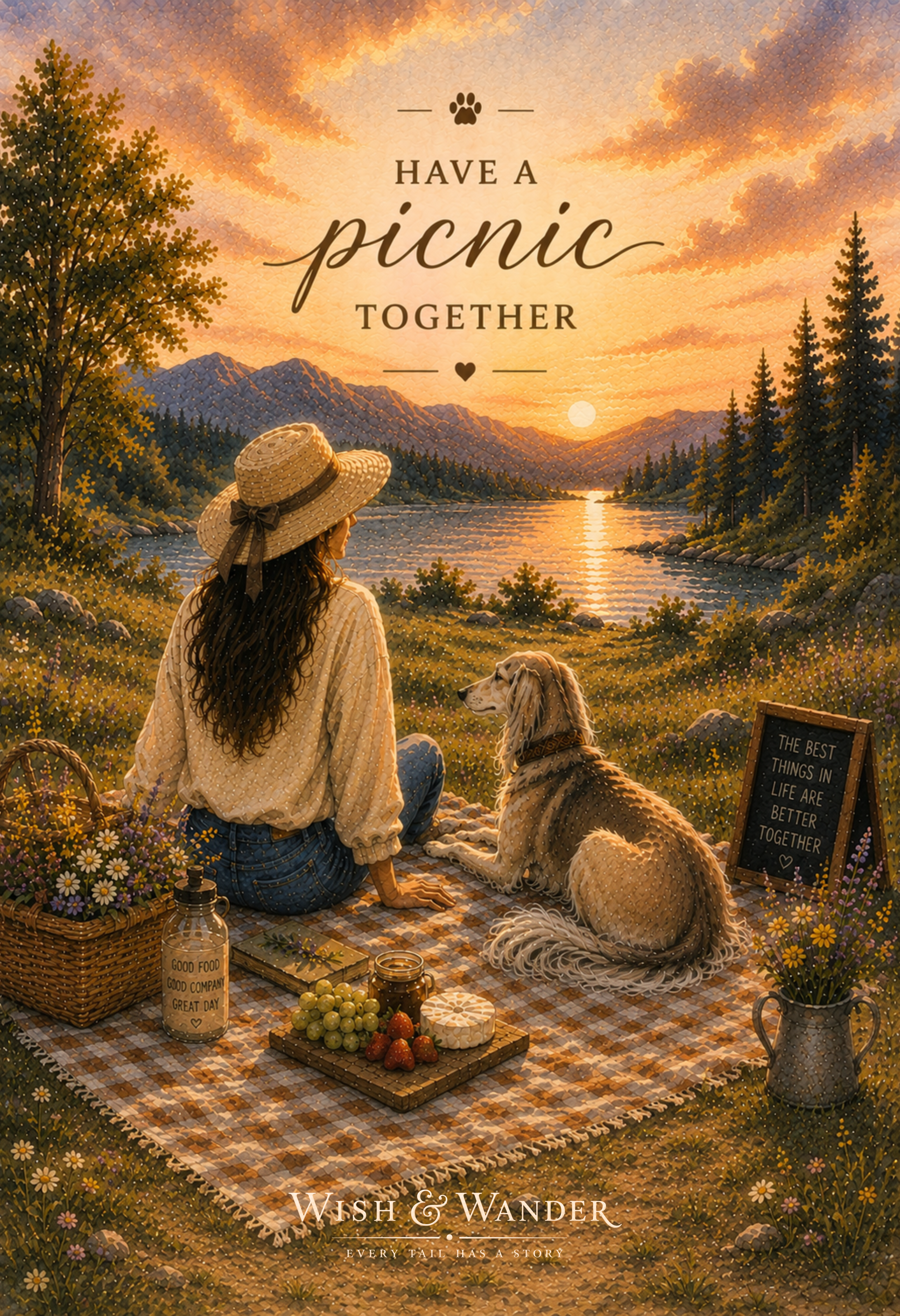 Wish & Wander illustrated challenge card — Have a Picnic Together